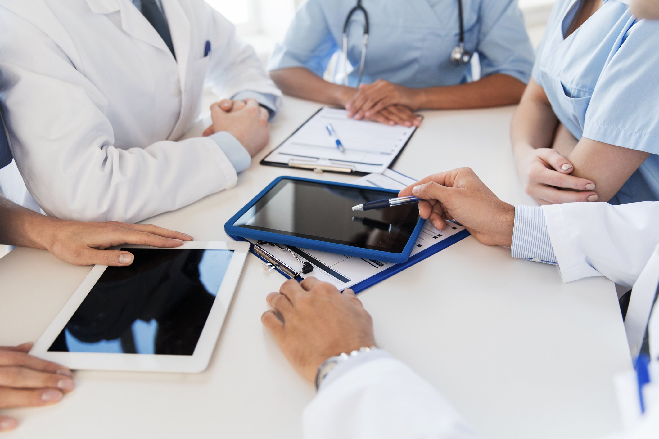 Group of Doctors Meeting at Hospital Office